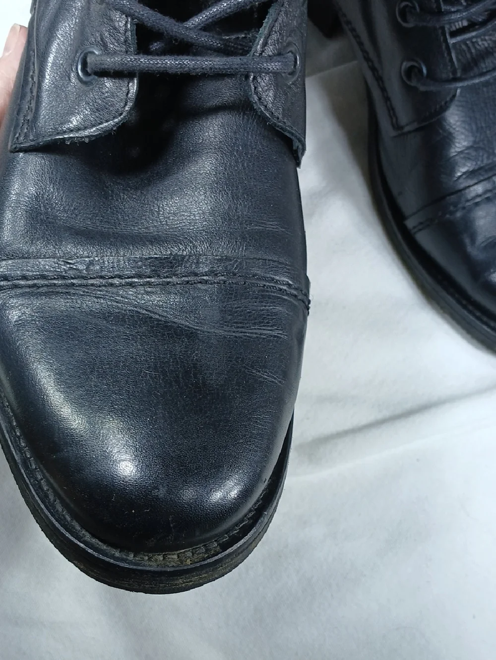 Black Leather Men's Lace-Up Combat Boots